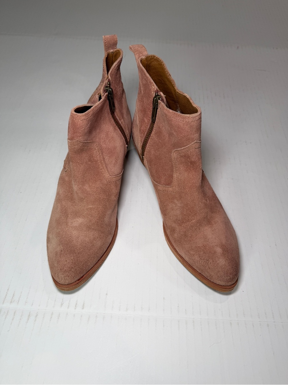 Frye Pink Suede Pointed Toe Ankle Booties